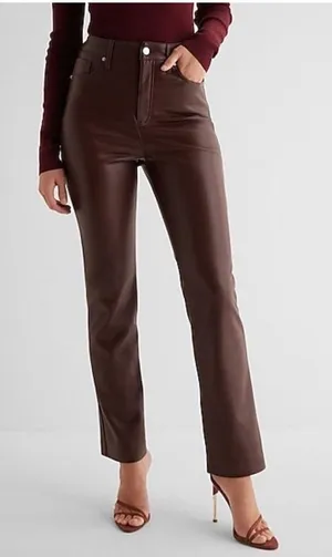 Express Brown Leather Pants thumbnail 1