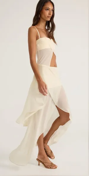 Ance Gria Rosalie Silk Chiffon Maxi Skirt Cream XS NWT thumbnail 1