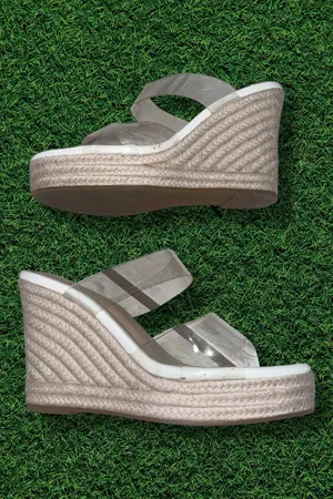 Wedge Platform Sandals White Size 9 thumbnail 2