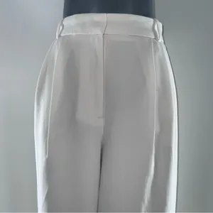Abercrombie & Fitch Off-White/Cream Curve Love Wide Leg Pleated Front Pants-16 thumbnail 2
