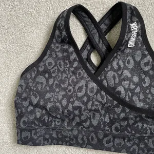 Gymshark Sports Bra Athletic Supportive Black Cheetah Print Cross Back Women's M thumbnail 4