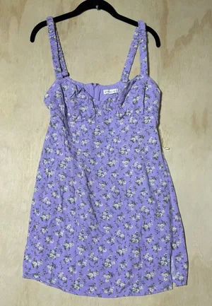Aeropostale Purple Floral Mini‎ Dress Women's Large Cottagecore Summer Sundress thumbnail 1