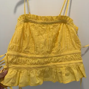 Free People Gabby Tube Top Yellow Tie Elastic Size L thumbnail 4