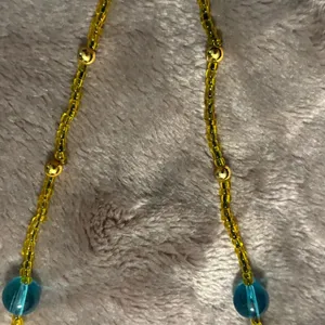 Chic Yellow and Blue Beaded Heart Pendant Necklace with Dangle Bell thumbnail 8