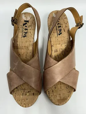Korks KORK-EASE Platform Block Heel Leather Upper Wedge Sandal 9/40.5 Nude Tan thumbnail 6