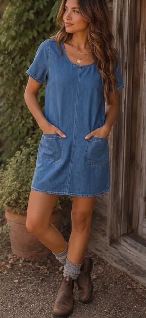 VINTAGE ERIKA CASUALS Denim Shirt Dress thumbnail 1
