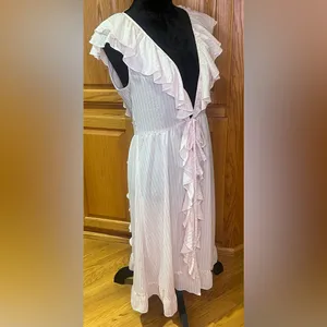 Victoria's Secret Dream Angels Sheer Satin Ruffle Kimono Robe Pink‎ & Rose Gold thumbnail 7