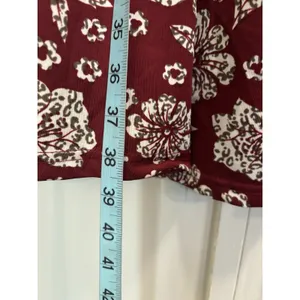R&B Collection Floral Midi Dress‎ Size 3XL 3/4 Sleeve Scoop Burgundy/Cream Boho thumbnail 3