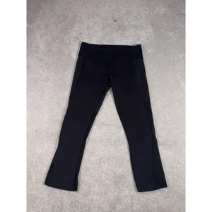 lululemon black mesh panels 4 cropped leggings capri thumbnail 2