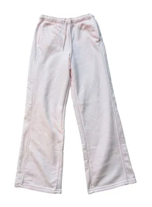Pink Wide Leg Sweatpants Drawstring Joggers Fleece Medium Loungewear‎ Baggy thumbnail 1