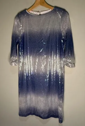 Maia Sequin Dress Ombre‎ Party Cocktail Sparkly Silver Blue Size 8 thumbnail 1