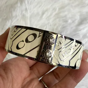 y2k Coach Cream Silver Bangle Bracelet thumbnail 2