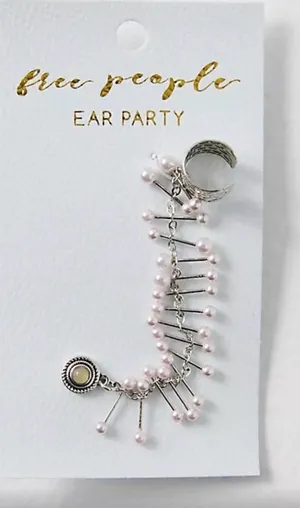 NWT Free People Finders Keepers Ear Cuff & Earring in Silver Pearl Combo thumbnail 1