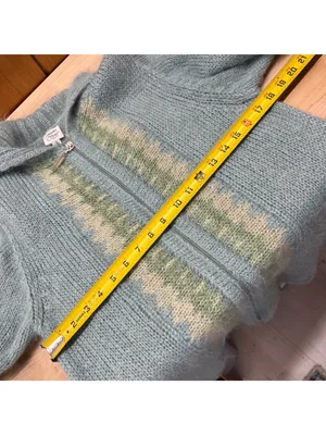 Margaret OLeary Cardigan Sweater Kid Mohair Blend Zip Front Blue Green Size 2 thumbnail 10