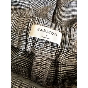 Aritzia Babaton Conan Pants Cropped Gray Check High Rise Pull On Plaid Size 8 thumbnail 6