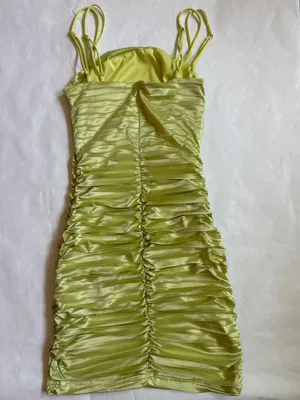Lucy in the Sky Mini Dress Green Ruched Bodycon thumbnail 2