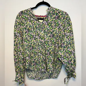 Anthropologie Maeve Ashleigh Puff-Sleeved Button Down Ditsy Floral Blouse thumbnail 10