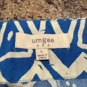Umgee Pants Wide Leg Crop Boho Tropical Summer Casual Eclectic Blue Size Large thumbnail 2