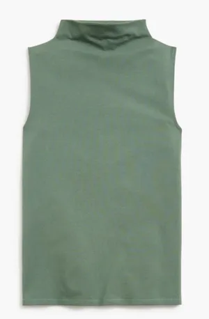 NWT J.Crew Stretch cotton-blend mockneck tank top Topiary green Size XXS - LINE thumbnail 1