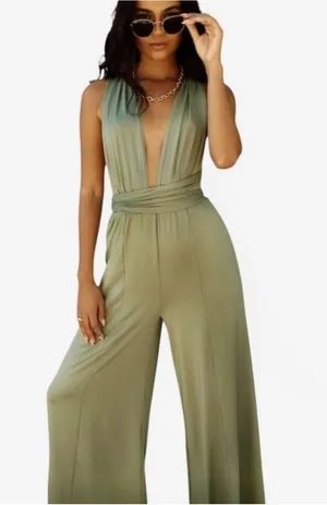 12th TRIBE HALTER JUMPSUIT FLOWY WIDE LEG BODYCON BADDIE FESTIVAL SML thumbnail 1