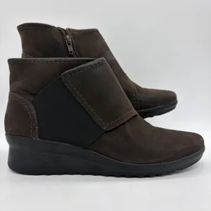 Clarks Cloudsteppers Womens 7.5 Caddell Rush Ankle Bootie Dark Brown Side Zip thumbnail 2