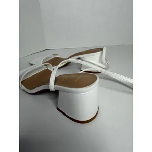 NWOB Lulus White Block Heel Strappy Shoes Size 6.5 Womens Square Toe thumbnail 6