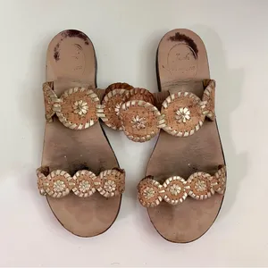 Jack Rogers Tan and Gold Lauren Sandals thumbnail 2