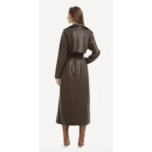 Wyld Blue Faux‎ Leather Trench Coat Dark Chocolate Size XS thumbnail 13