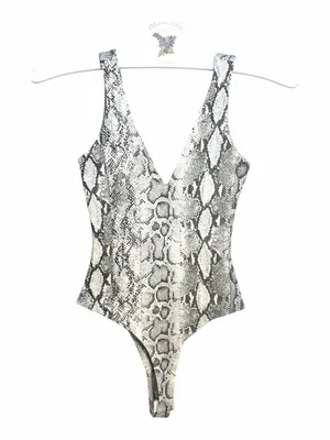 LULUS Women’s Wildlife Black and White Snake Print One Piece Bodysuit Size XS thumbnail 4