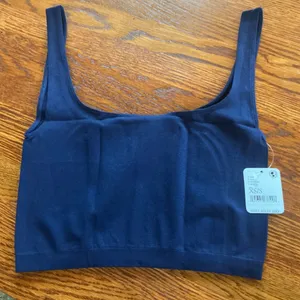 Free People Intimately Smooth Scoop Neck Crop Tank in Navy Sz XS/S NWT $20R thumbnail 7