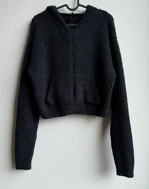 SKIMS Jacket Womens Small /Medium Teddy Sherpa Fleece Black Full Zip Hoodie thumbnail 1