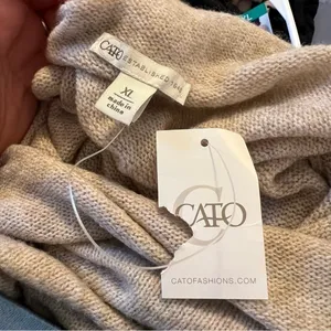 Cato Women's Sz XL Cowl Neck Sweater Oatmeal Heather Beige Dolman Sleeve Stretch thumbnail 10
