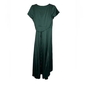 💚 Baltic Born Green Satin Flutter‎ Sleeve Wrap Maxi Dress M 💚 thumbnail 6