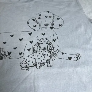 Crewneck short sleeve T-shirt 100% cotton, dog & pup California Boho adorable thumbnail 2