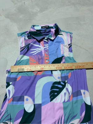 Bad Birdie Tropical Sleeveless Polo Lavender & Mint large thumbnail 6