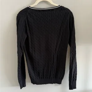 Lacoste Women's Black Cable Knit Crew Neck Sweater thumbnail 5