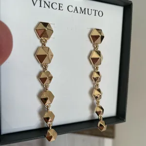 Vince Camuto Gold Pyramid Drop Earrings thumbnail 4