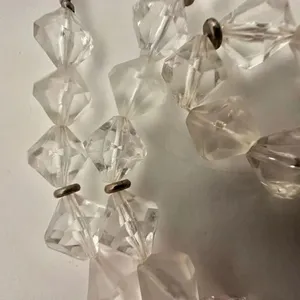 Clear beaded silver tone vintage long necklace thumbnail 4