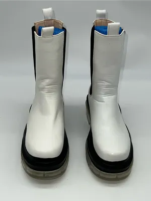Azalea Wang White w/Black Pullon Chelsea/Combat Boots w/Clear Lug Outsole-Sz 8 thumbnail 3