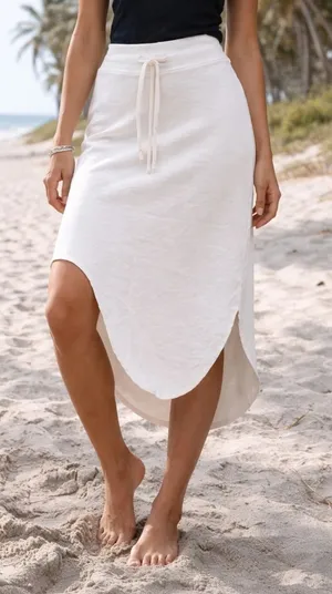 Frank & Eileen White Midi Skirt Coastal Casual Minimalist Lounge Size XS thumbnail 1