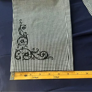 Petite Sophisticate Gingham‎ Stretch Cotton High Rise Embroidered Crop Pant 10 thumbnail 13