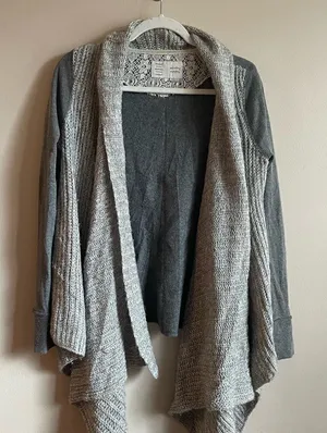 ‎Saturday Sunday gray long line open cardigan thumbnail 1