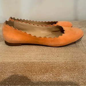 Chloé Lauren Scalloped Suede Ballet Flats Size 36 Peach Ballerina thumbnail 8