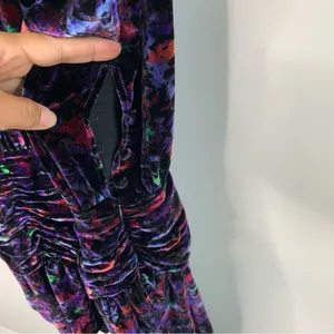 Ramy Brook silk velvet velour floral‎ Dolores halter mini dress size 14 party thumbnail 6