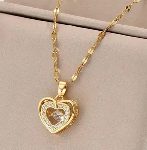 Graduation Gift 🎓 Golden Love Heart Pendant Necklace, Simple Necklace thumbnail 3