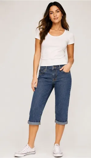Abercrombie & Fitch Women’s Size 4 Blue Cropped Capri Pants Cotton Stretch thumbnail 1