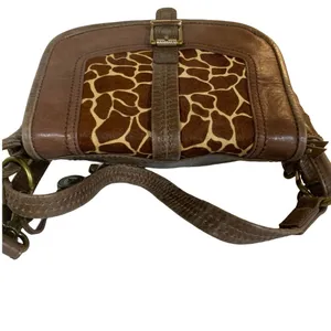 The Sak Brown Distressed Leather W/Calf Hair In Giraffe Print Bag thumbnail 5