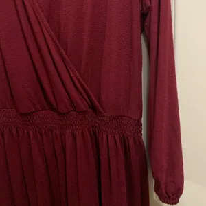 Old Navy maroon wrap dress size XXL Tall long sleeve knee length business thumbnail 3