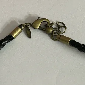 Avon Black and Antique Gold Braided 3” Bracelet Turquoise Color Pendant thumbnail 5
