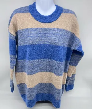 Madewell Blue and Tan Crewneck Sweater-Size XS thumbnail 1